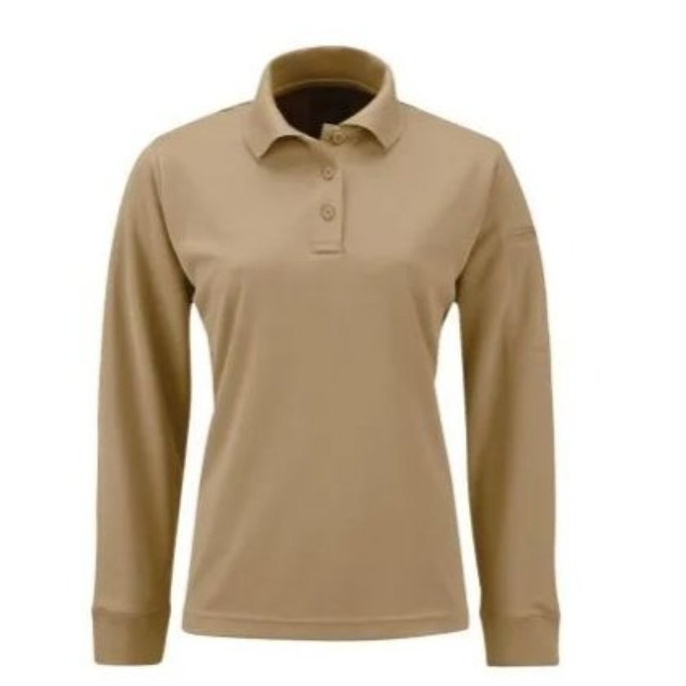 Women's Propper Uniform Polo Shirt Long Sleeve Size Medium Silver Tan F5396